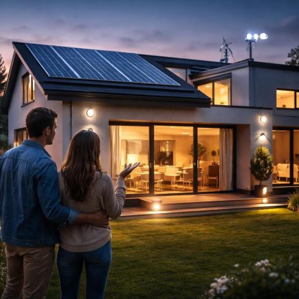 maison-moderne-couple-panneaux-solaires-jardin