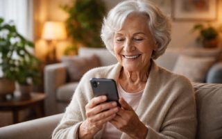 personne-agee-sourire-telephone-salon-cozy