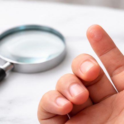 main-verrue-loupe-flou-arriere-plan