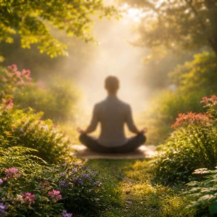 silhouette-meditation-jardin-plantes-fleurs