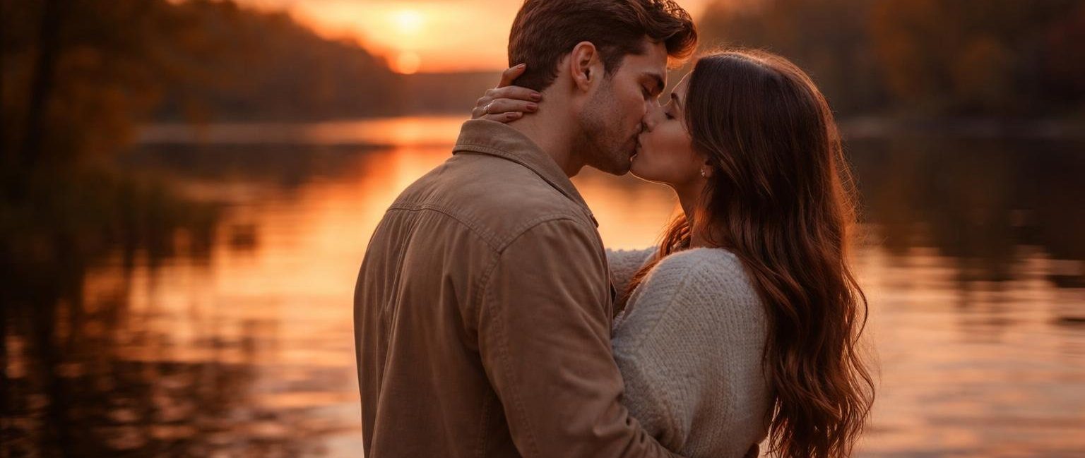 couple-amoureux-bord-lac-coucher-soleil